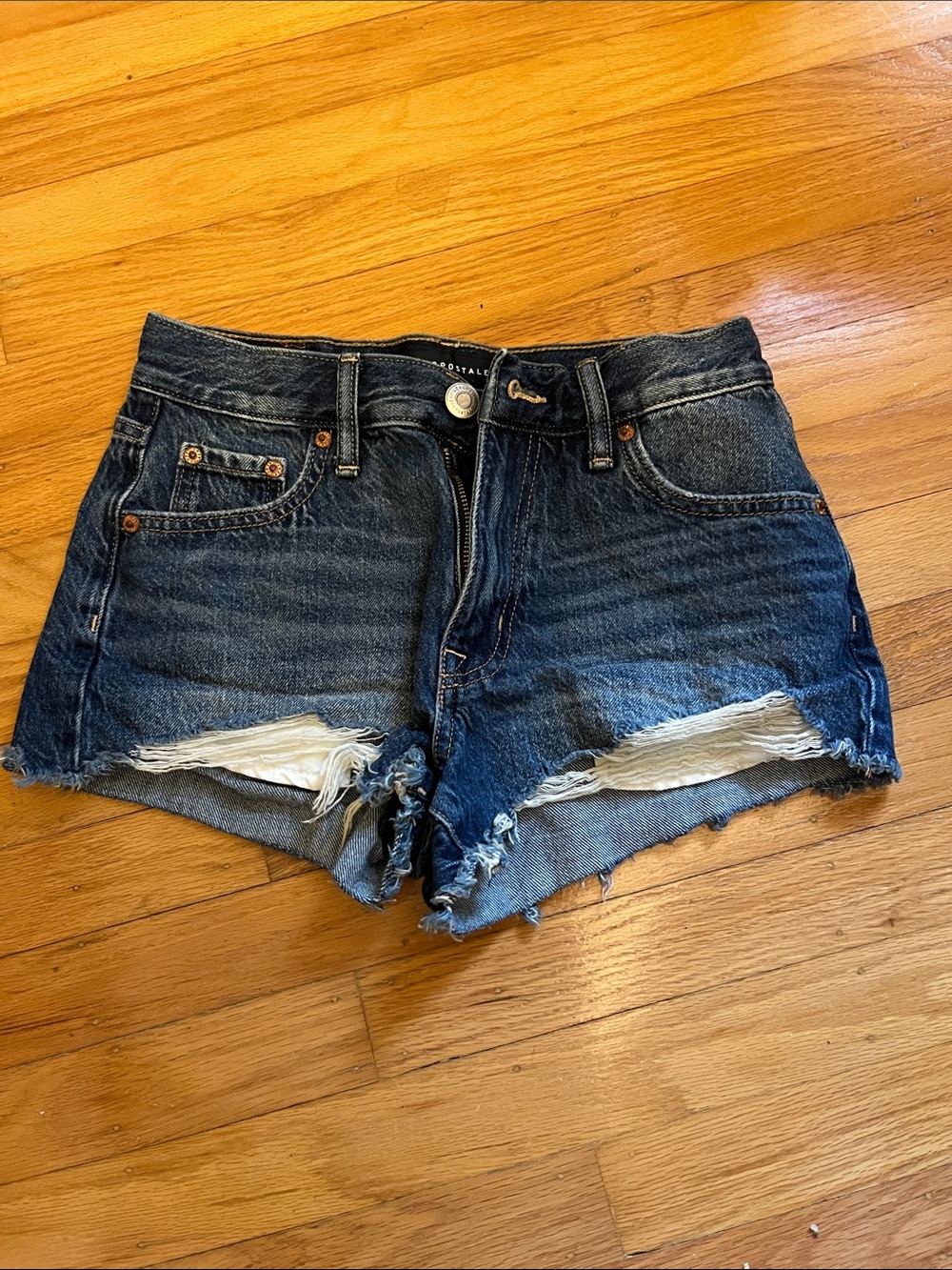 Aeropostale Dark Blue Distressed Denim Cutoff Shorts